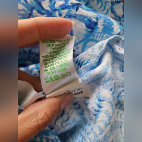 Lilly Pulitzer Jayden Mini Dress women small 100% Linen Blue/White Coastal beach - Picture 11 of 14